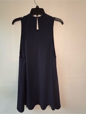 American Apparel Navy Sleeveless Shift Mini Dress Keyhole  SZ L 90's Minimalist